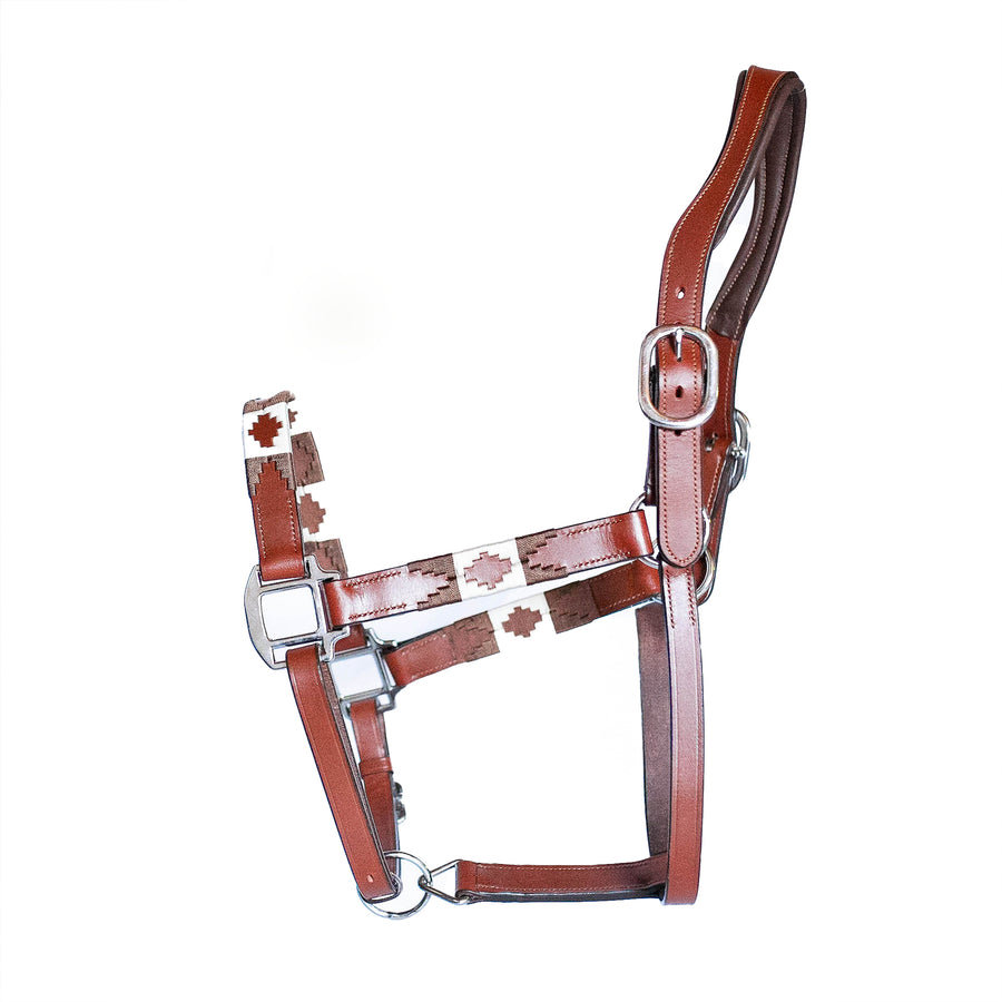 Lederhalfter Braun Beige | Größe Pony