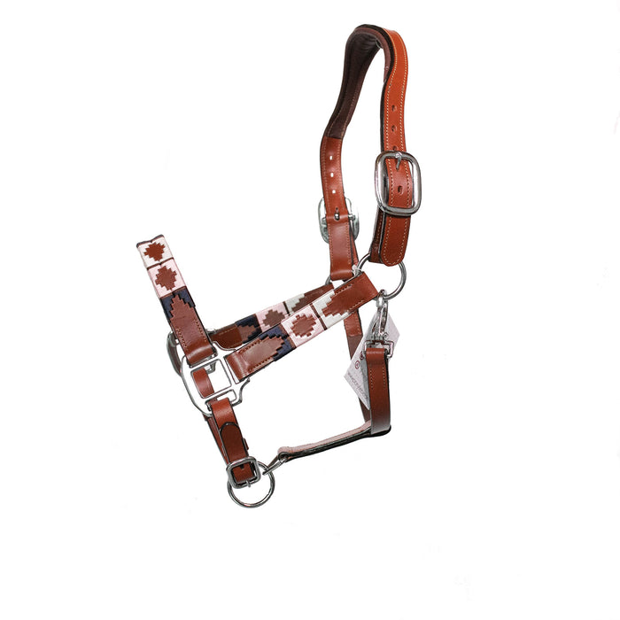 Lederhalfter Rosa Weiss Navy Größe S | Pony